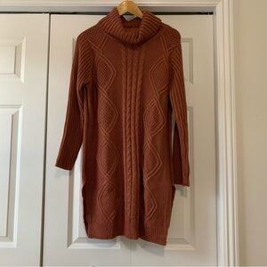 Cable  Knit  Rust Colour long Sleeve Sweater Dress Women’s Size US L
